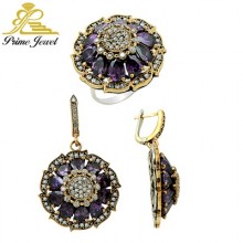 Gümüş Otantik Taşlı Set